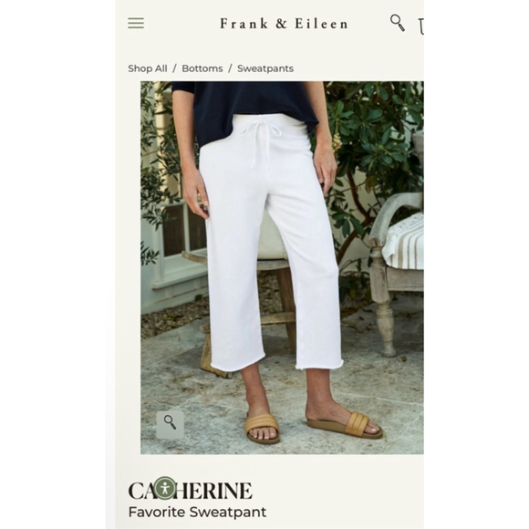 New Frank & Eileen Triple Fleece Catherine Sweatpants Size M White